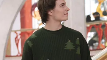 Austin Kane Green Christmas Tree Sweatshirt worn by Cal Calvin Claus (Austin Kane) as seen in The Santa Clauses (S01E03)