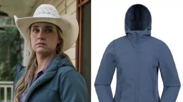 Heartland S19 Amy Fleming Veste à capuche bleue portée par Amy Fleming (Amber Marshall) à Heartland (S18)