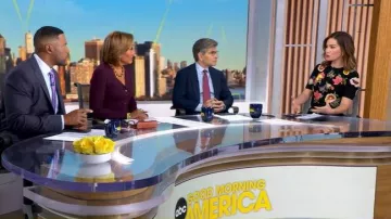 Alice + Olivia Ciara Embroidered Sweater worn by Rebecca Jarvis as seen in Good Morning America on October 29, 2025