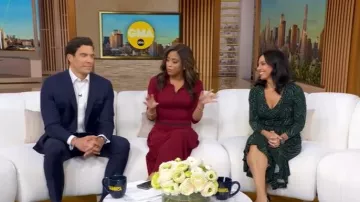 Robe Paloma imprimée Rachel Roy portée par Tara Narula telle que vue dans Good Morning America le 31 octobre 2025