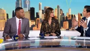 Kobi Halperin Ikat-Print Blouse worn by Rebecca Jarvis as seen in Good Morning America on October 31, 2025