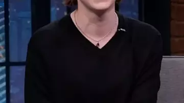 Emma Stone Late Night with Seth Meyers Black Sweatshirt worn by Emma Stone (Emma Stone) in Late Night with Seth Meyers at PaleyFest LA 2024