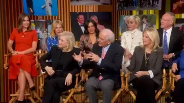 Scanlan Theodore Crepe Knit Poppy Shirt Dress worn by Rebecca Jarvis as seen in Good Morning America on November 3, 2025