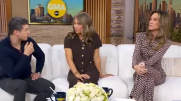 Toccin Short Sleeve Cotton Suiting Cardigan worn by Ginger Zee as seen in Good Morning America on  November 4, 2025