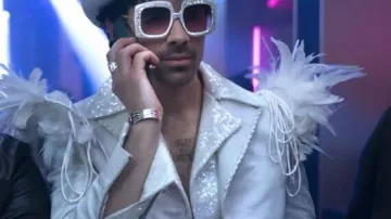 White Jacket worn by (Joe Jonas) as seen in A Very Jonas Christmas Movie