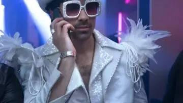 White Jacket worn by (Joe Jonas) as seen in A Very Jonas Christmas Movie