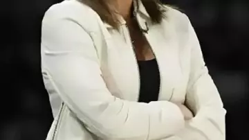 White Leather Jacket worn by Stephanie White in 2025 WNBA Playoffs Semifinal