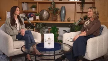 Cardigan à col rond brodé Lela Rose porté par Jenna Bush Hager, comme on le voit dans Today le 31 octobre 2025