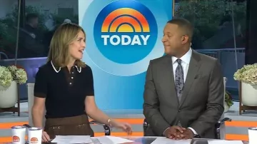 Suéter de puntilla de viscosa Tory Burch usado por Savannah Guthrie como se ve en Today el 3 de noviembre de 2025