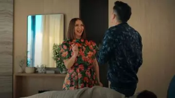 Carolina Herrera Tulip Print Silk Shirt Dress worn by Molly Novak (Maya Rudolph) as seen in Loot (S03E05)