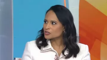 Chaqueta Veronica Beard Makayla usada por Kristen Welker como se ve en Today el 4 de noviembre de 2025