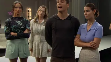 Susana Monaco Faux Leather Tailored Short in Rain worn by Ivy Forrester (Ashleigh Brewer) as seen in The Bold and the Beautiful on October 31, 2025