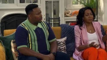 Scotch & Soda Striped Polo Top worn by Marty Butler (Marcel Spears) as seen in The Neighborhood (S08E04)