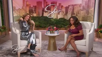 Versace Gianni Ribbon 95mm Wedge Mules worn by Chrishell Stause as seen in Sherri on November 4, 2025