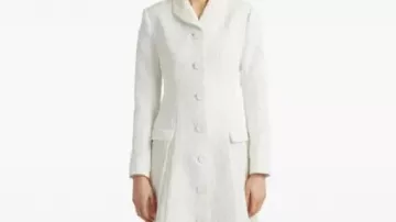Pleated White Coat worn by Glenn Close in All's Fair(S01)
