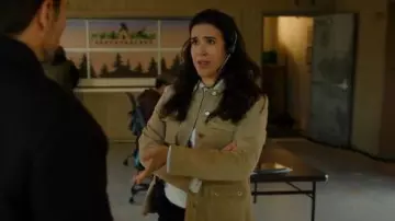 Style & Co Tan Suede Multi Pocket Button Front Jacket worn by Bridget Wareham as seen in Hudson & Rex (S08E05)