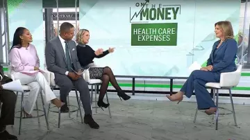 Veronica Beard Lebone Satin Wide Leg Pants worn by Christine Romans as seen in Today on Veronica Beard