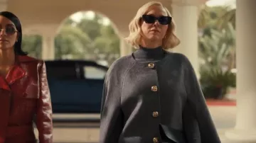 Carolina Herrera Button Front Wool Cashmere Cape worn by Liberty Ronson (Naomi Watts) as seen in All's Fair (S01E01)