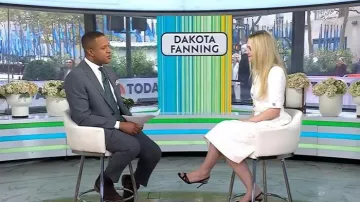 Aquazzura Tati Sandals 85mm worn by Dakota Fanning as seen in Today on November 5, 2025