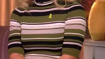 Olive Green Striped Turtleneck Knit Top worn by Sara Haines in The View 2025