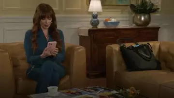 Donna Karan Straight-Leg Pinstripe Pants worn by Pamela Curtis (Cady McClain) as seen in Beyond the Gates (S01E55)