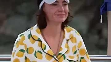 RHOSLC S06 Bronwyn Newport Lemon Print Pajamas worn by (Bronwyn Newport) as seen in The Real Housewives of Salt Lake City (S06)