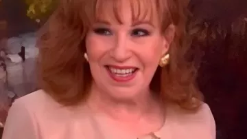 The View 2025 Joy Behar Gold Button Beige Jacket worn by Joy Behar as seen in The View