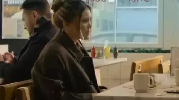 Jingle Bell Heist Olivia Holt Long Wool Coat worn by Sophia (Olivia Holt) as seen in Jingle Bell Heist