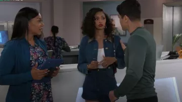 Sandro Denim Jacket With Leather Collar worn by Kat Richardson (Colby Muhammad) as seen in Beyond the Gates (S01E156)