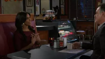 Zara Asymmetric Top with Metal Applique worn by Dani Dupree (Karla Cheatham Mosley) as seen in Beyond the Gates (S01E158)