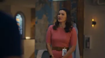 Elie Tahari The Wanda Pleated Knit Fit & Flare Midi Sweaterdress worn by Dr. Sasha Lubbock (Inga Schlingmann) as seen in Watson (S02E04)