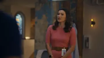 Elie Tahari The Wanda Pleated Knit Fit & Flare Midi Sweaterdress worn by Dr. Sasha Lubbock (Inga Schlingmann) as seen in Watson (S02E04)