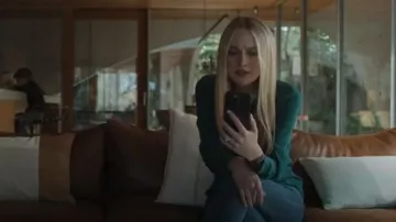 The Fable Deep Moss Green Silk Shirt worn by Jenny Kaminski (Dakota Fanning) as seen in All Her Fault (S01E04)