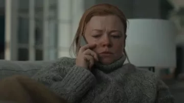 Lily Silk Cable-Knit Cashmere Turtleneck Sweater worn by Marissa Irvine (Sarah Snook) as seen in All Her Fault (S01E04)