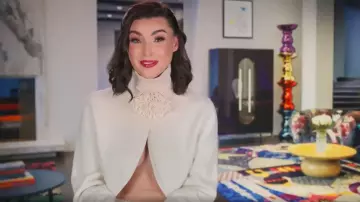 Alaia Flower Detailed Leather Choker worn by Bronwyn Newport as seen in The Real Housewives of Salt Lake City (S06E08)