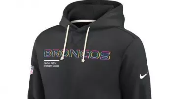Denver Broncos Black 2025 Crucial Catch Hoodie worn by Mark Sanchez
