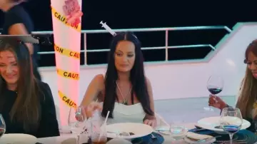 Veronica Beard Faxon Floral Embroidered Crop Tank worn by Lisa Barlow as seen in The Real Housewives of Salt Lake City (S06E08)