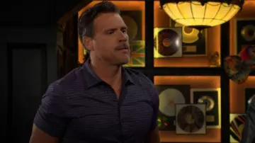 Robert Barakett Ranger Short Sleeve Knit Button-Up Shirt worn by Nick Newman (Joshua Morrow) as seen in The Young and the Restless on November 3, 2025