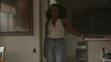 Sandro Ribbed Knit Halterneck Top worn by Monica (Brandee Evans) as seen in Reasonable Doubt (S03E09)