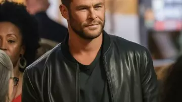 Chris Hemsworth Crime 101 Black Bomber Jacket worn by Mike Davis (Chris Hemsworth) in Crime 101
