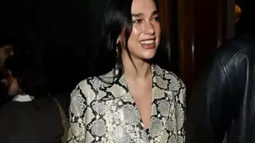 Dua Lipa Listening Event Snake Print Coat in Dua Lipa - Illusion (Official Music Video)