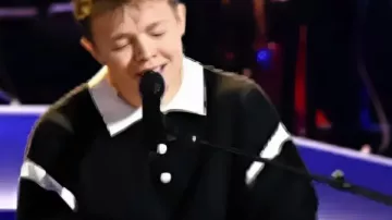 The Voice S28 Max Cooper Striped Polo Sweater as seen in The Voice (S28)