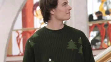 Green Christmas Tree Sweatshirt worn by Cal Calvin Claus (Austin Kane) as seen in The Santa Clauses (S02E04)
