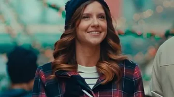 Exes of Christmas Past Josie Fletcher Plaid Coat worn by Josie Fletcher (Brittany Underwood) as seen in Exes of Christmas Past