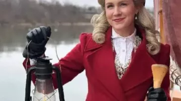 Red Coat worn by (Ginna Claire Mason) as seen in A Newport Christmas