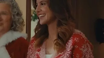 Brittany Underwood Red Christmas Cardigan worn by Josie Fletcher (Brittany Underwood) as seen in Exes of Christmas Past