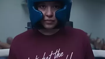 Christy Sydney Sweeney Maroon Dr. Pepper Shirt worn by Christy Martin (Sydney Sweeney) as seen in Christy