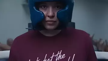 Christy Sydney Sweeney Maroon Dr. Pepper Shirt worn by Christy Martin (Sydney Sweeney) as seen in Christy