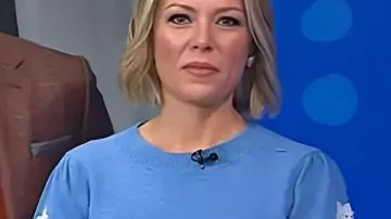 Dylan Dreyer Floral Sleeve Blue Sweater as seen in Today