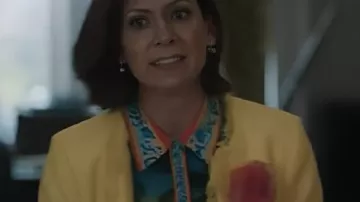 Bird Printed Silk Blouse worn by (Carrie Preston) as seen in Elsbeth (S03E02)